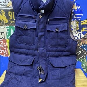Brunello Cucinelli Blue Quilted Vest with Stand-Up Collar
